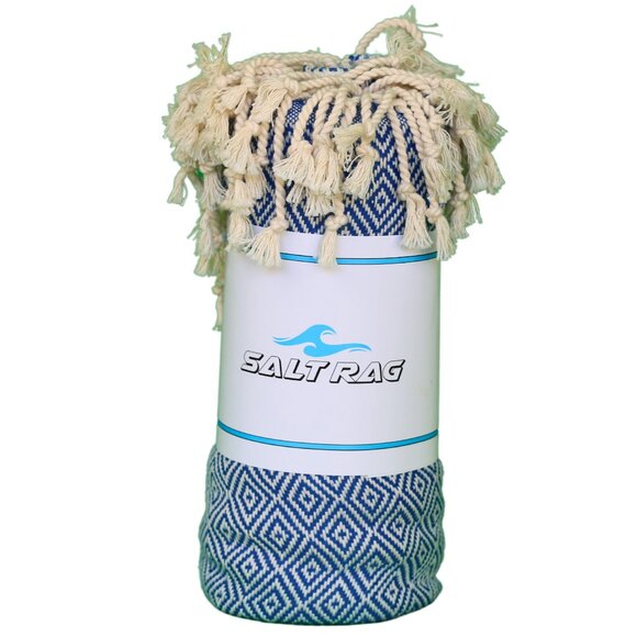 Salt Rag Beach Towel - "Blue Captain Rag" [Sand Free Turkish Beach Towel] - Picture 2 of 4